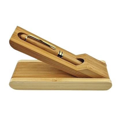 Bamboo Fountain/Rollerball Pen Set with Gift Case