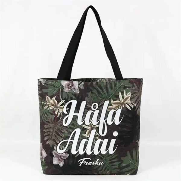 8 Oz Sublimated Poly Canvas Tote Bag w/ Gusset - 14"x16"x4"
