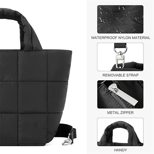 Puffer Tote Bag with Adjustable Strap