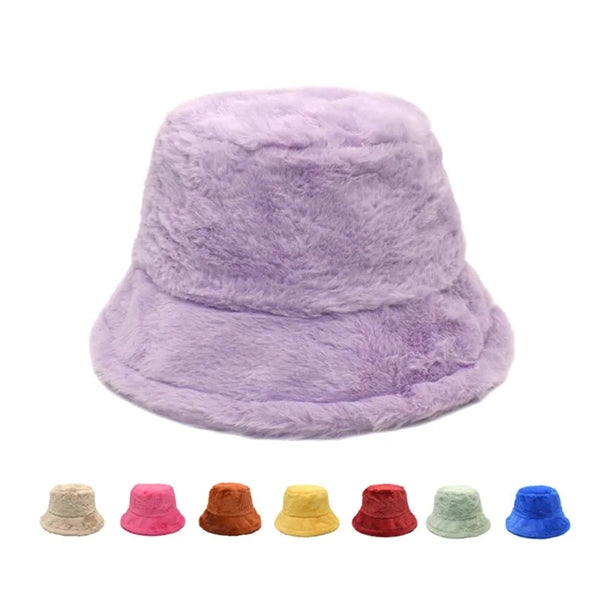Winter Warm Fuzzy Bucket Hats for Women