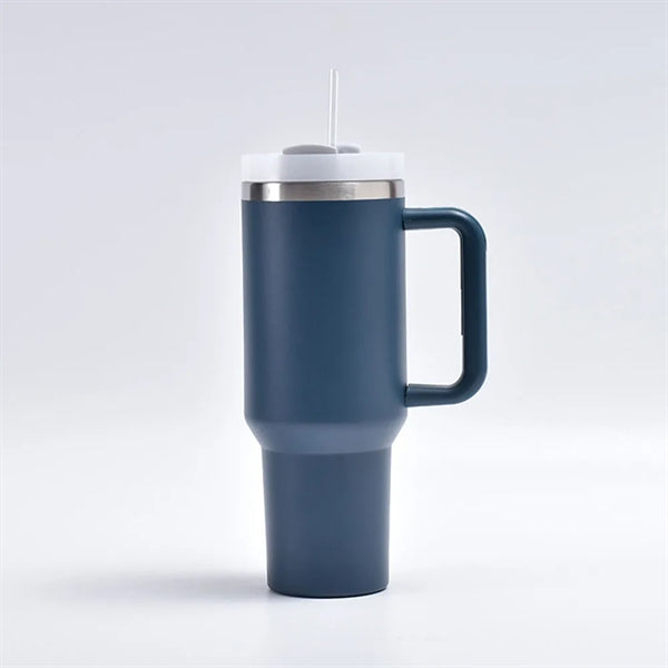 40 oz Insulated Tumbler with Handle and Straw