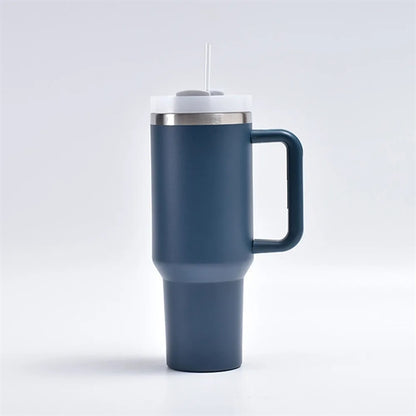 40 oz Insulated Tumbler with Handle and Straw