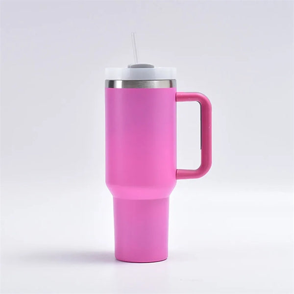 40 oz Insulated Tumbler with Handle and Straw