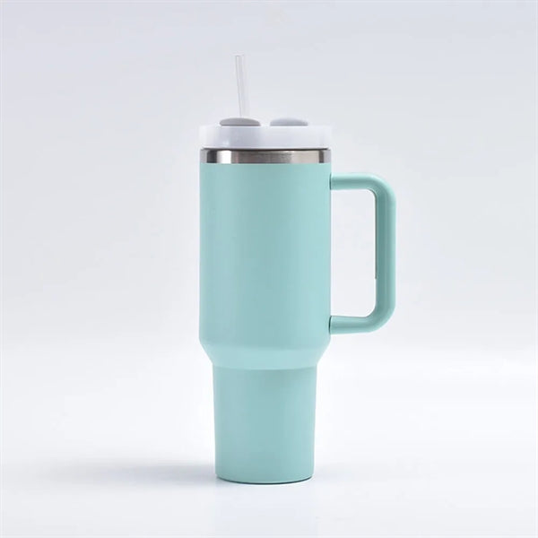 40 oz Insulated Tumbler with Handle and Straw