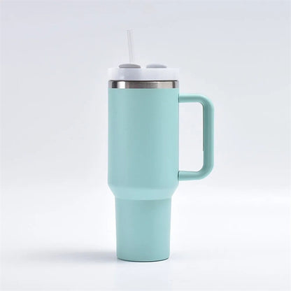 40 oz Insulated Tumbler with Handle and Straw