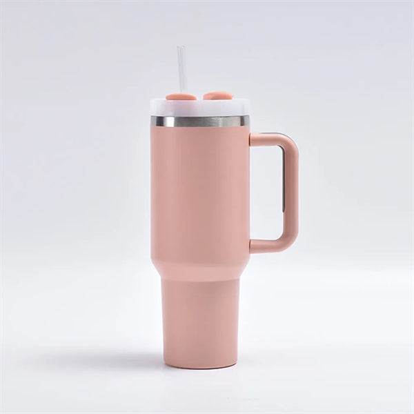 40 oz Insulated Tumbler with Handle and Straw