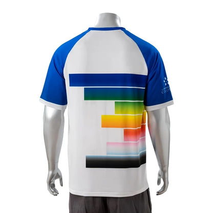 75D Fluorescent Digital Print Men's Raglan V-Neck T-Shirt