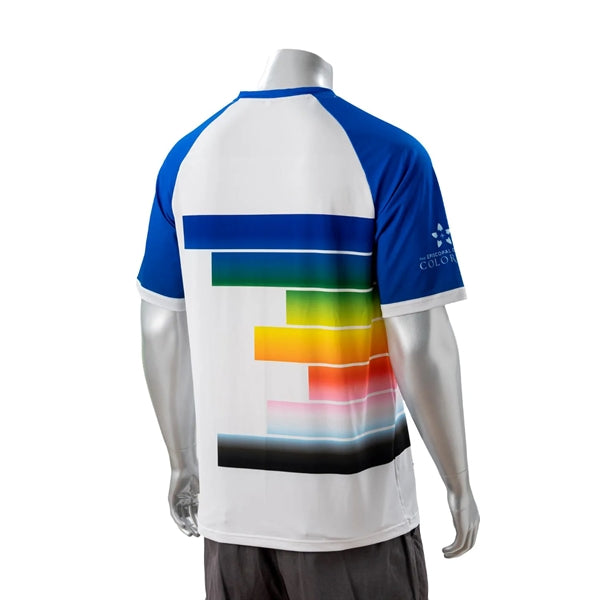 75D Fluorescent Digital Print Men's Raglan V-Neck T-Shirt