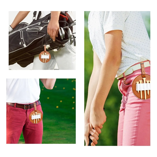 4pcs Portable Leather Waterproof Golf Tee Pouch Bag