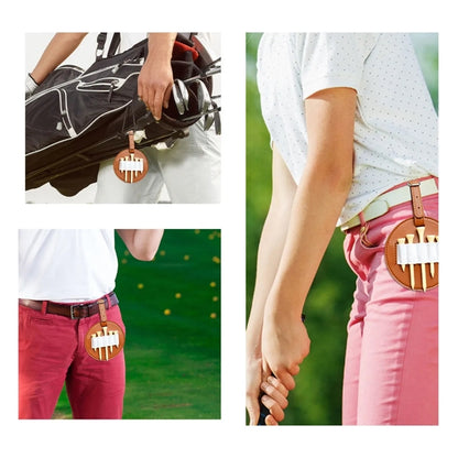4pcs Portable Leather Waterproof Golf Tee Pouch Bag