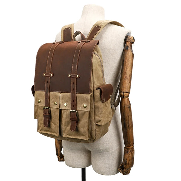 Retro Men's Canvas Shoulder Bag Large Capacity 15 Inch