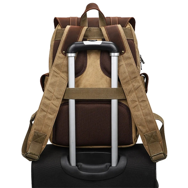 Retro Men's Canvas Shoulder Bag Large Capacity 15 Inch