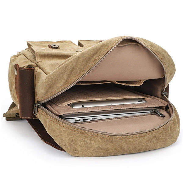 Retro Men's Canvas Shoulder Bag Large Capacity 15 Inch