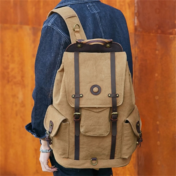 Men's Canvas Travel Duffel Backpack Outdoor Sports Bag