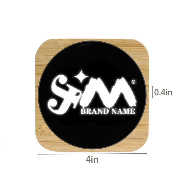 15W Light Up Logo Bamboo Portable Fast Wireless Charger