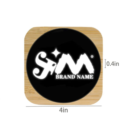 15W Light Up Logo Bamboo Portable Fast Wireless Charger