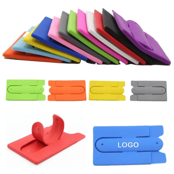 3 5/8 " x 2 1/8 " Silicone Cell Phone Wallet & Kickstand