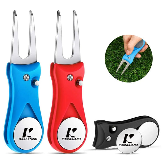 Foldable Golf Ball Marker Switchblade Divot Tool Pitch Fix