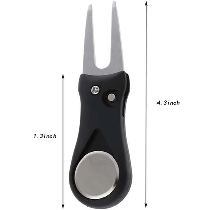 Foldable Golf Ball Marker Switchblade Divot Tool Pitch Fix