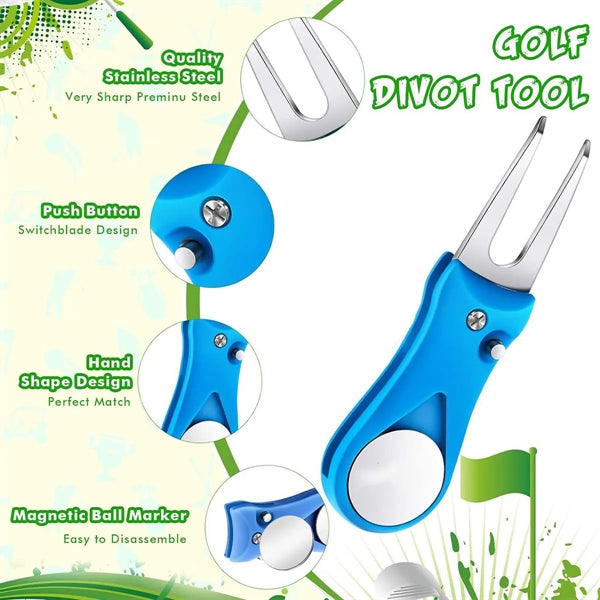 Foldable Golf Ball Marker Switchblade Divot Tool Pitch Fix