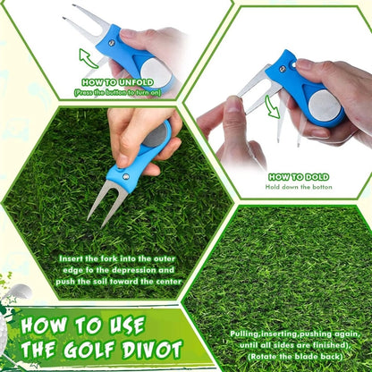 Foldable Golf Ball Marker Switchblade Divot Tool Pitch Fix