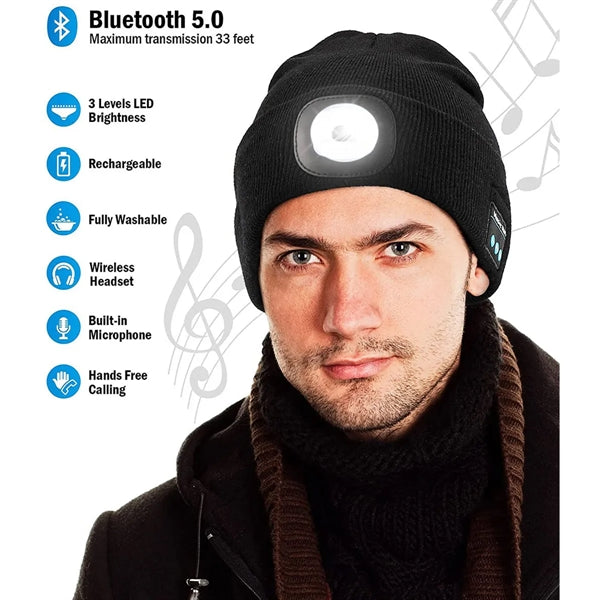 LED Beanie Hat with Headphones