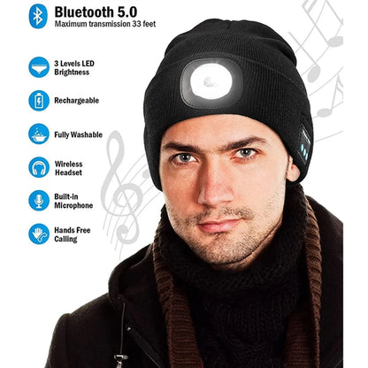 LED Beanie Hat with Headphones