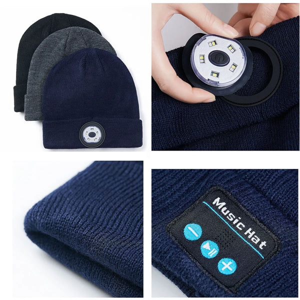 LED Beanie Hat with Headphones