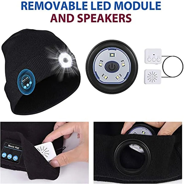 LED Beanie Hat with Headphones