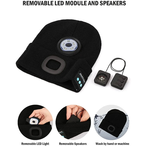 LED Beanie Hat with Headphones