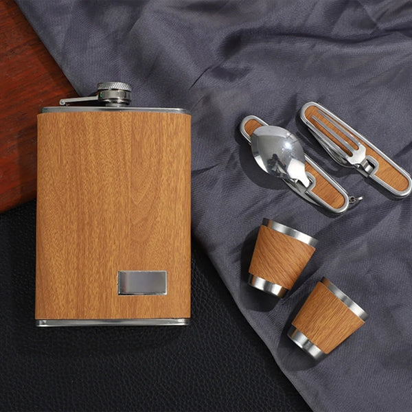 Portable Stainless Steel Flask Knife And Fork Gift Box
