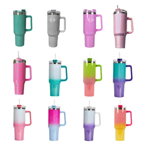 40 OZ. Sublimation Dazzle Tumbler with Straw and Lid