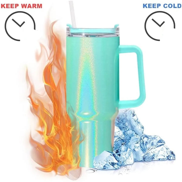 40 OZ. Sublimation Dazzle Tumbler with Straw and Lid