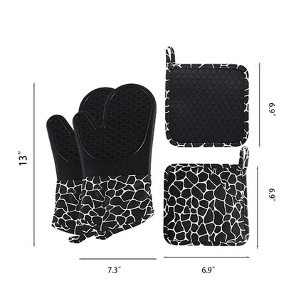 Soft Anti Slip Solid Silicone Oven Mitts And Pot Holders Set