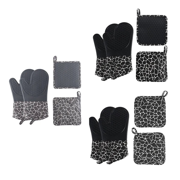 Soft Anti Slip Solid Silicone Oven Mitts And Pot Holders Set