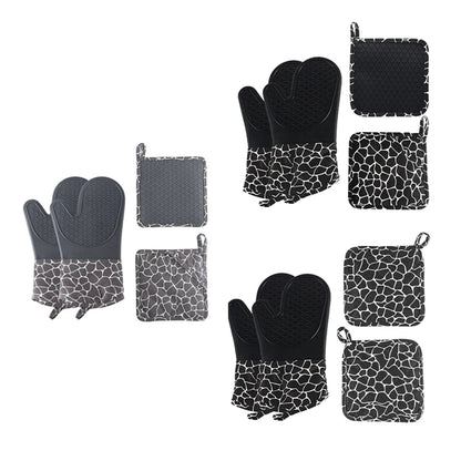 Soft Anti Slip Solid Silicone Oven Mitts And Pot Holders Set