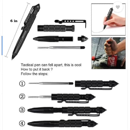 5 Pack Multifunctional Tungsten Steel Military Tactical Pen