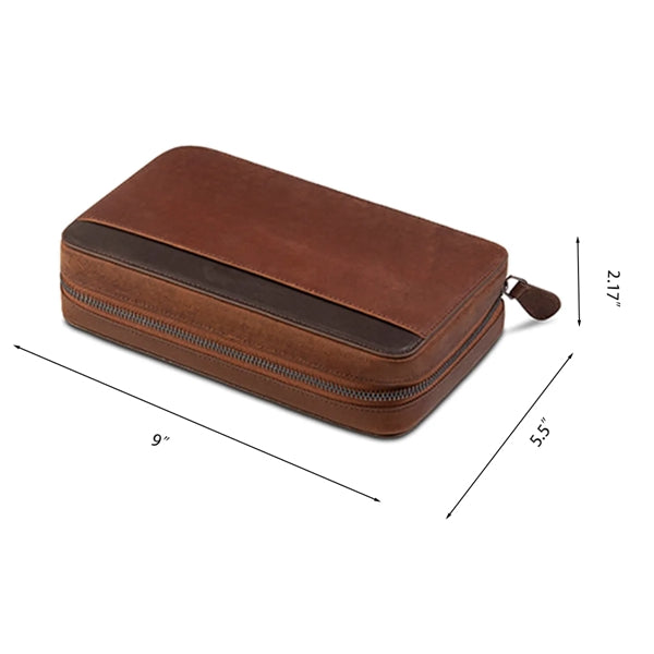 Leather  Portable Zippered Cigar Case