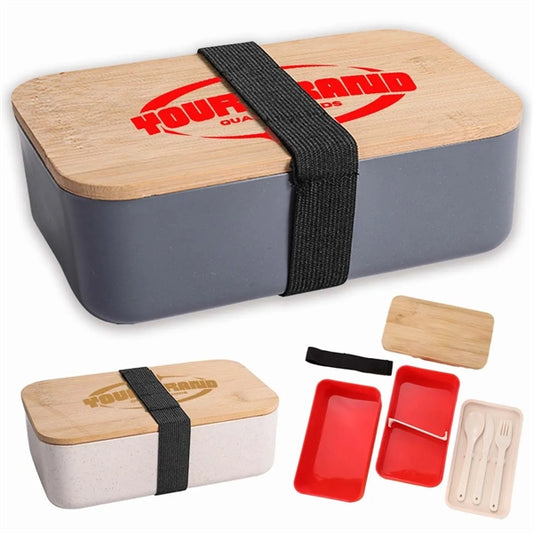 Custom Wood Bento Lunch Box Set (W/ Fork, Spoon Knife)