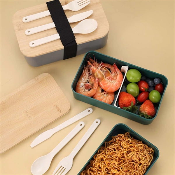 Custom Wood Bento Lunch Box Set (W/ Fork, Spoon Knife)