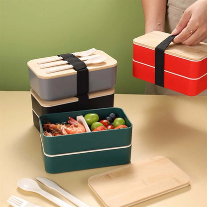 Custom Wood Bento Lunch Box Set (W/ Fork, Spoon Knife)