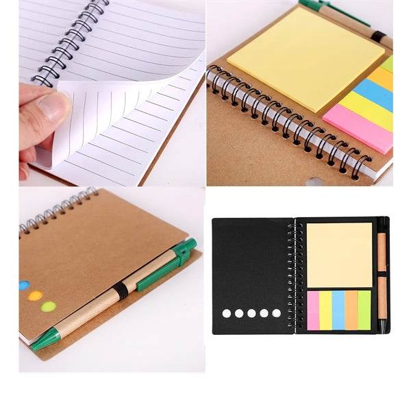 4 Packs Kraft Paper Spiral Notebook All-Over Printing