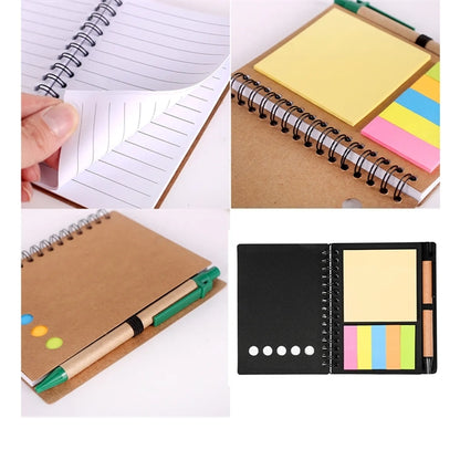 4 Packs Kraft Paper Spiral Notebook All-Over Printing