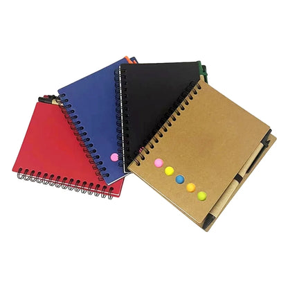 4 Packs Kraft Paper Spiral Notebook All-Over Printing