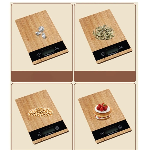 High Precision Bamboo LED Display Electronic Kitchen Scale