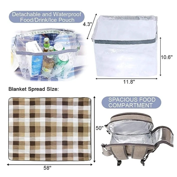 Leakproof Insulated Cooler Picnic Backpack All-Over Printing