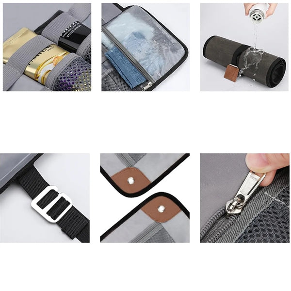 PU Leather Men's Roll Toiletry Bag All-Over Printing