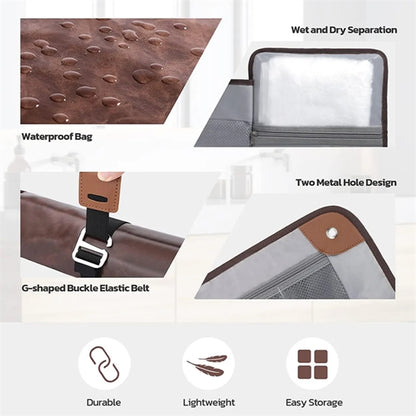 PU Leather Men's Roll Toiletry Bag All-Over Printing
