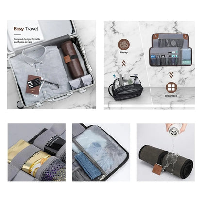 PU Leather Men's Roll Toiletry Bag All-Over Printing
