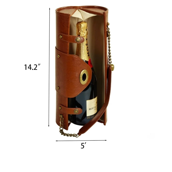 Stylish Classic Portable Women's Leather Wine Carrier
